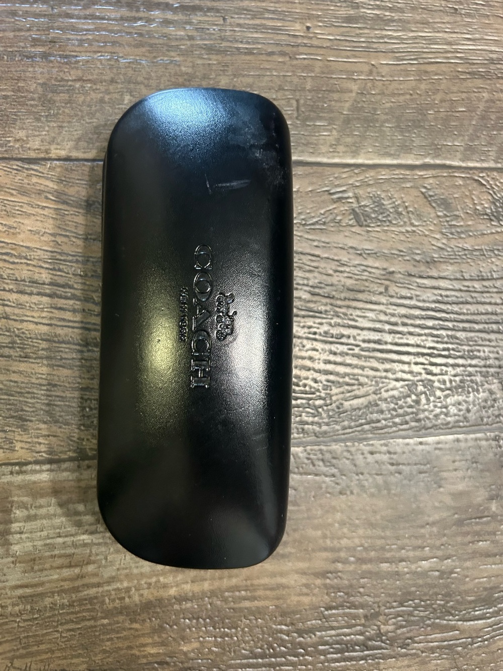 Coach Black Leather Sunglass Case with Embossed Logo